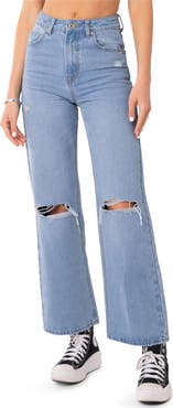 EDIKTED Lori Ripped High Waist Wide Leg Jeans