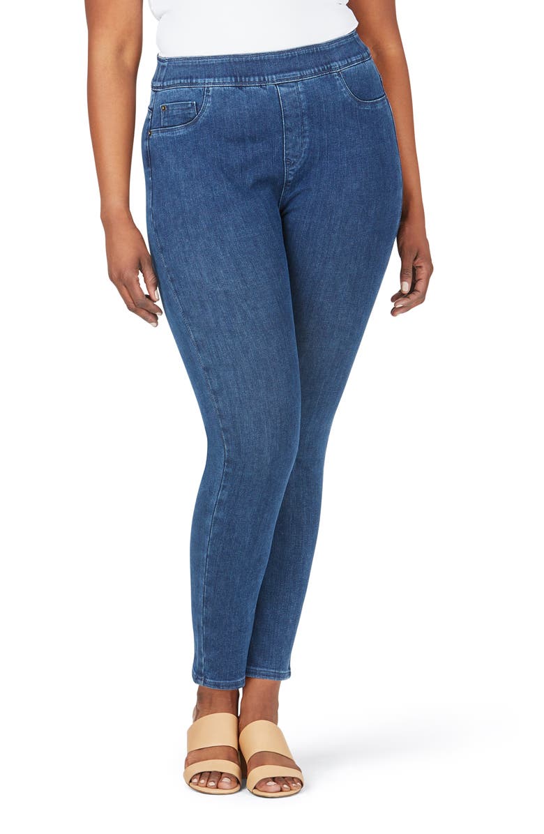 Foxcroft Uptown Stretch Pull-On Jeans, Main, color, Classic Blue