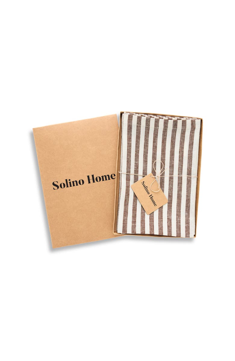 Solino Home Linen Dinner Napkins - Amalfi Stripe, 20" x 20", Alternate, color, Brown And Cream