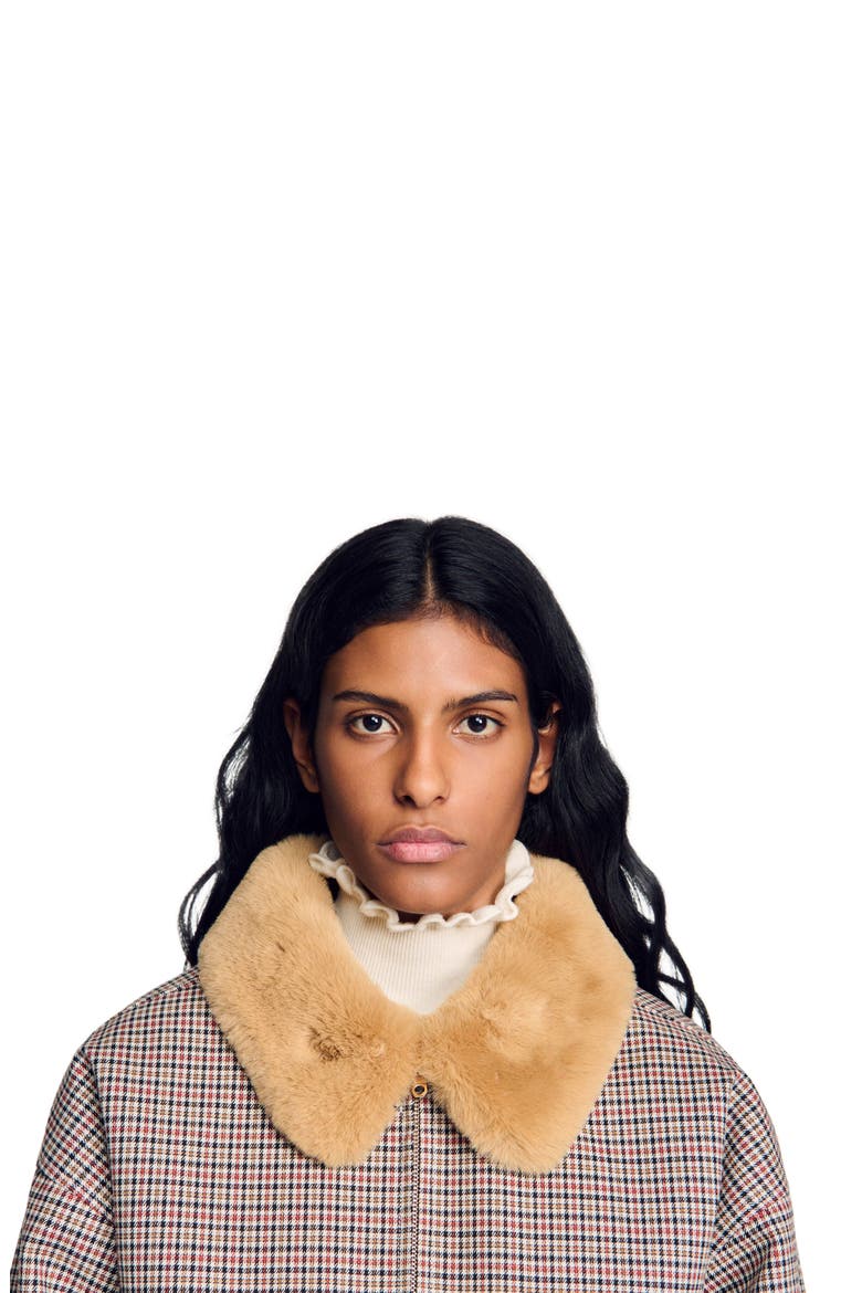 Faux fur-lined coat, Alternate, color, Brown