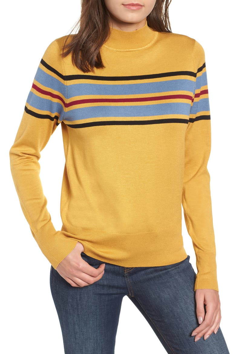 Skivvy Stripe Sweater, Main, color, MUSTARD