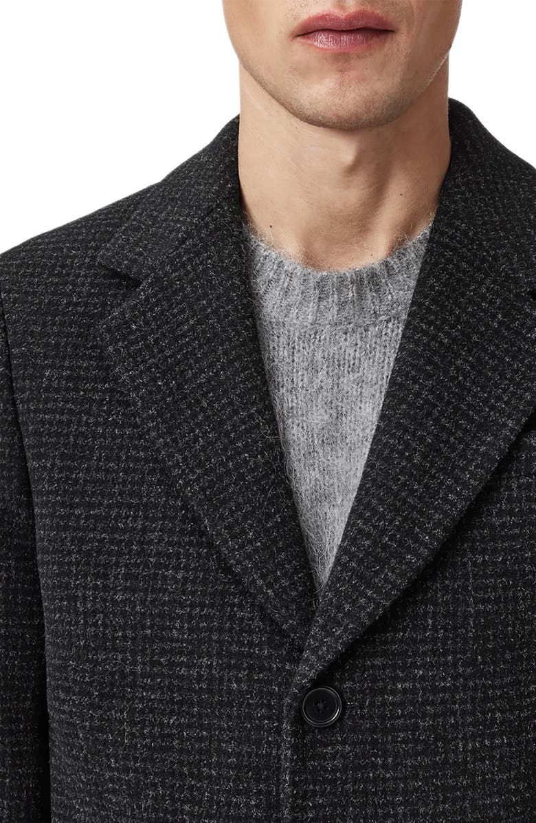 AllSaints Caspian Wool Blend Coat, Alternate, color, Cinder Black Marl