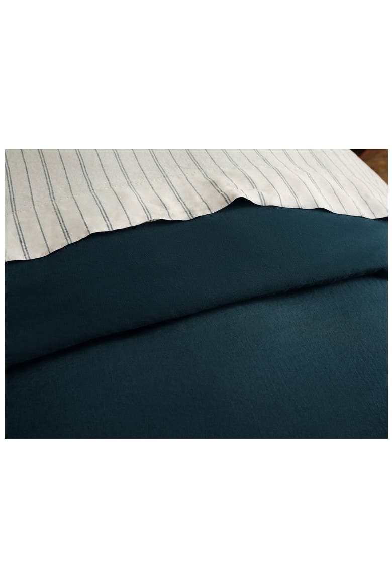 Relaxed Organic Linen Duvet Cover, Alternate, color, MIDNIGHT INDIGO