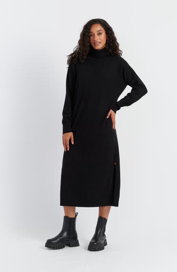 Chinti & Parker Size Large Wool popular Cashmere Sweater Dress Black Blue Long Sleeves