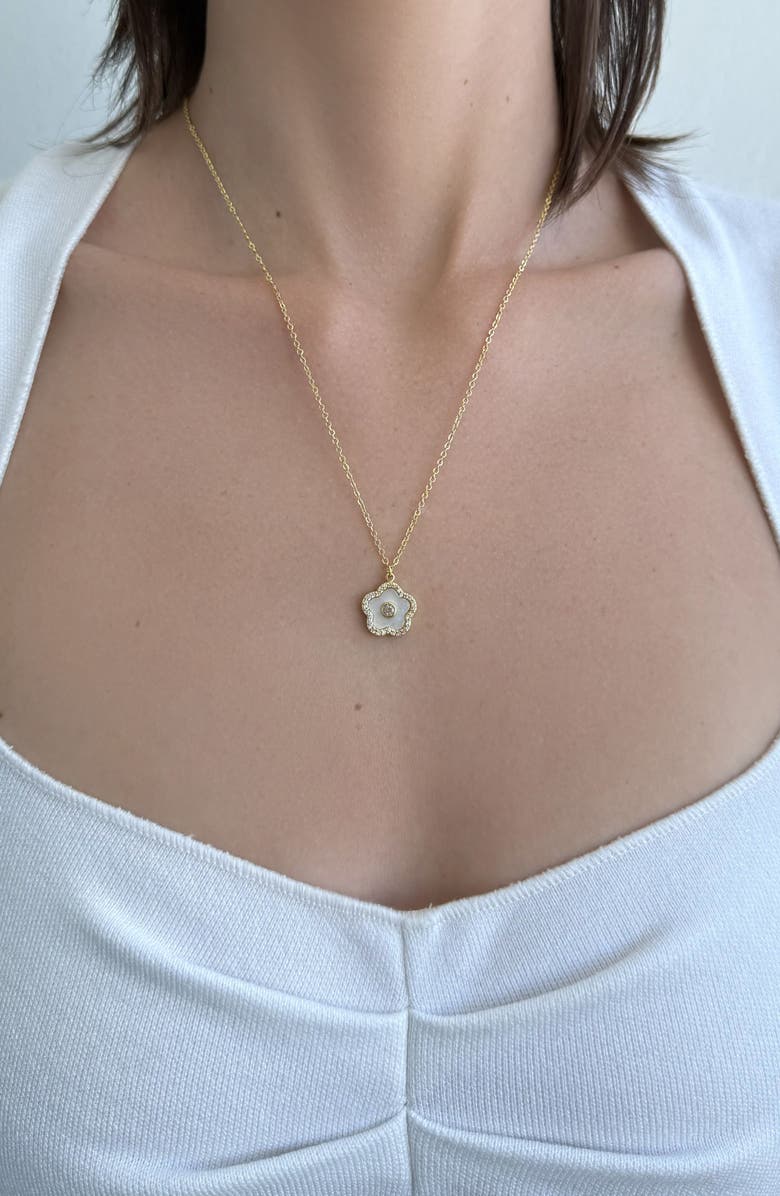 Adornia Floral Mother-of-Pearl Pendant Necklace, Alternate, color,