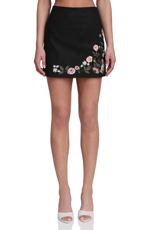 Floral Embroidered Miniskirt
