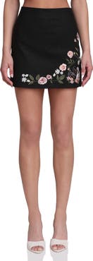 Avec Les Filles Floral Embroidered Miniskirt