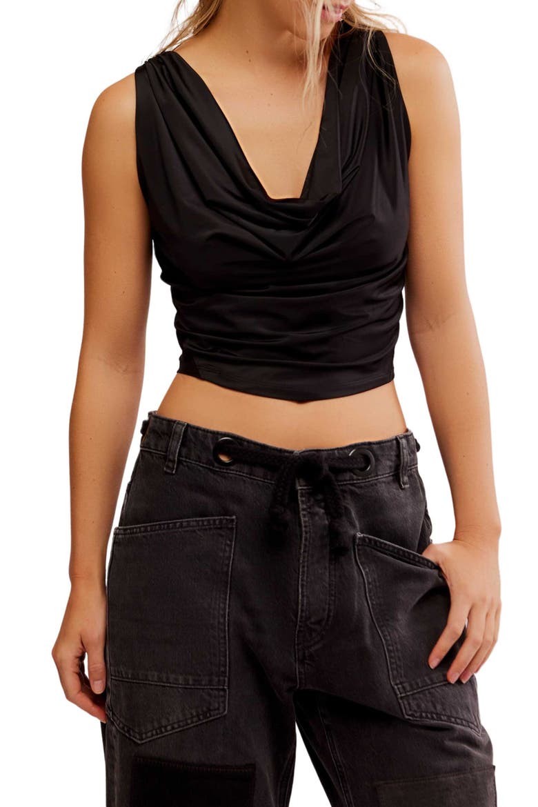 City Nights Cowl Neck Sleeveless Top, Main, color, BLACK