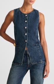 Madewell Crewneck Cutaway Denim Vest