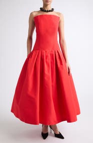 Carolina Herrera Strapless Straight Neck Silk Ballgown