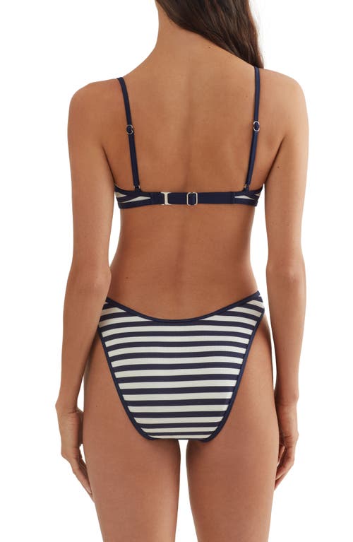 Shop Polo Ralph Lauren High Leg Scoop Bikini Bottoms In White Navy