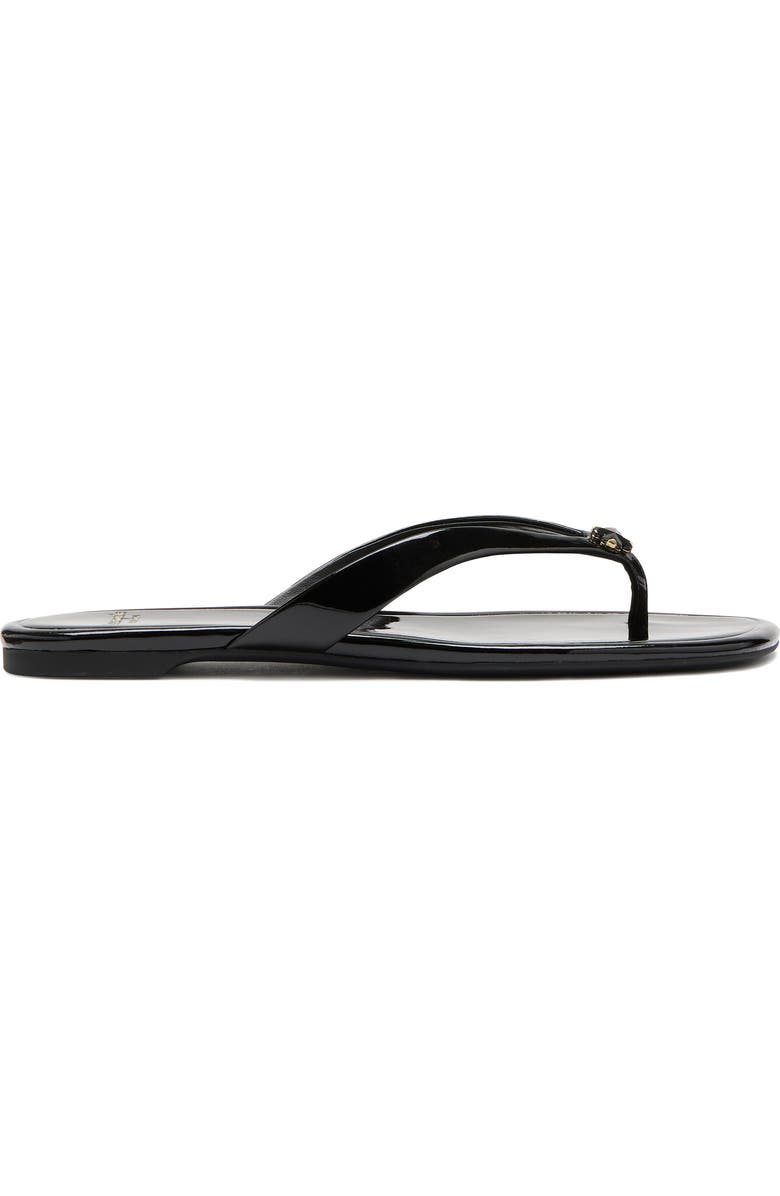 Kate Spade New York spade flower patent leather flip flop, Alternate, color, Black