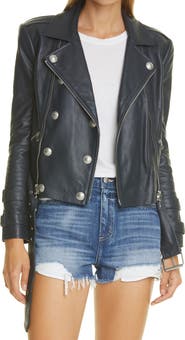 L'AGENCE Billie Belted Leather Moto Jacket