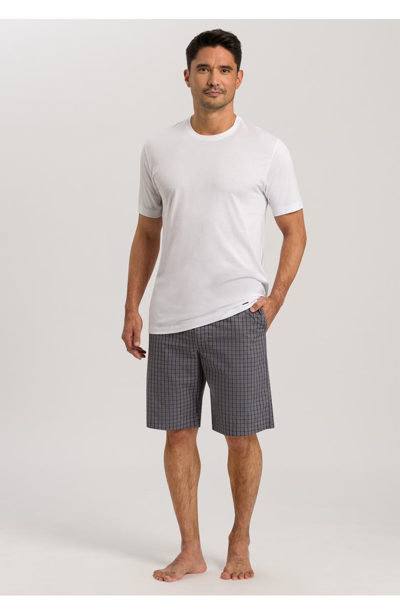 Hanro Night And Day Woven Cotton Shorts, Alternate, color, Grey Check
