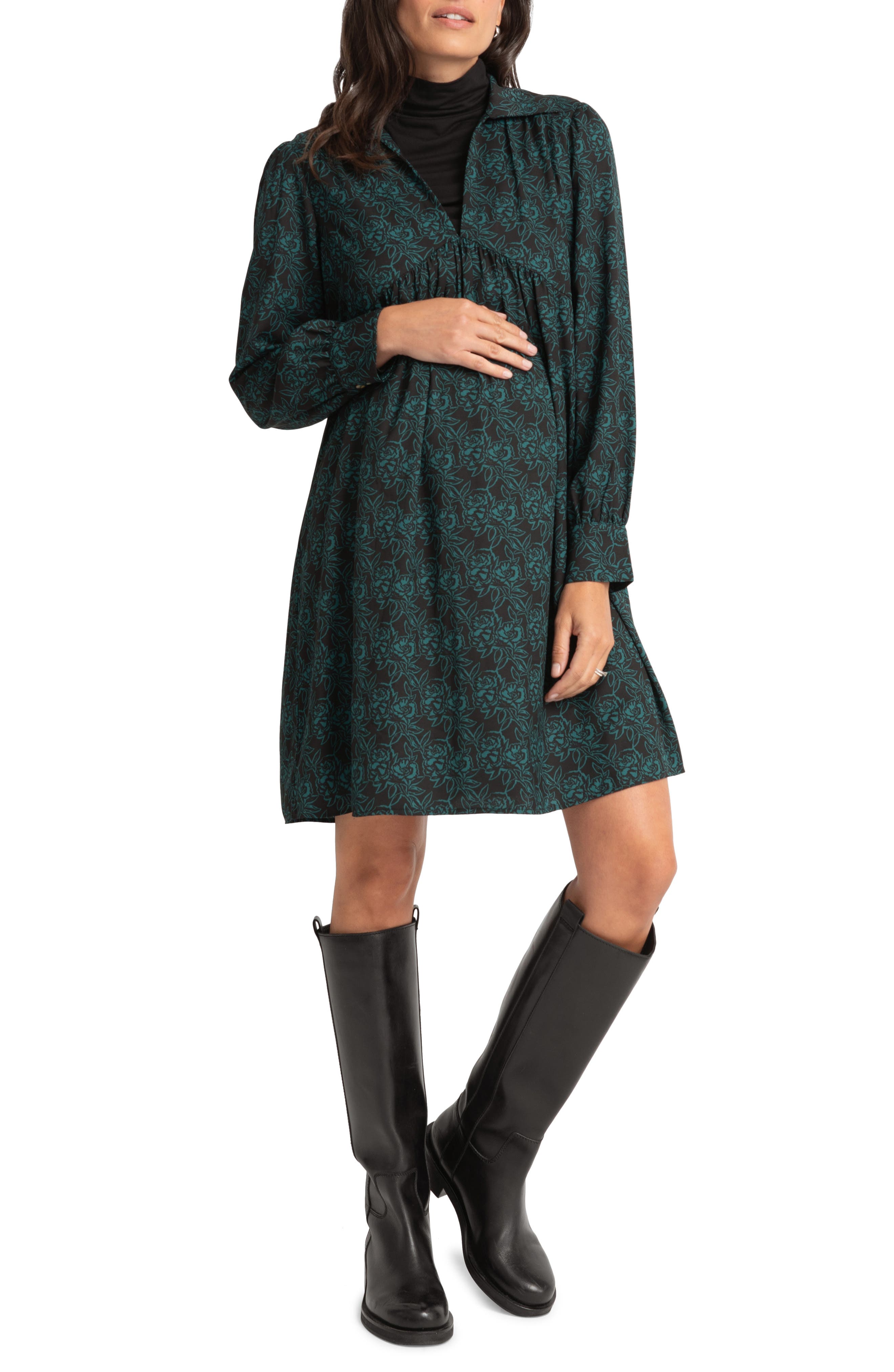 Seraphine Floral Long Sleeve Maternity Tunic Dress (Women) | Nordstrom