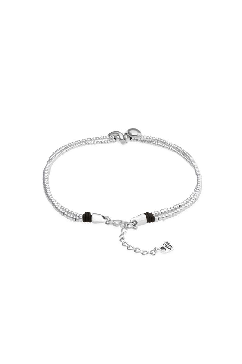 Silver-Tone Beaded Necklace with Drop Detail, Alternate, color, Silver
