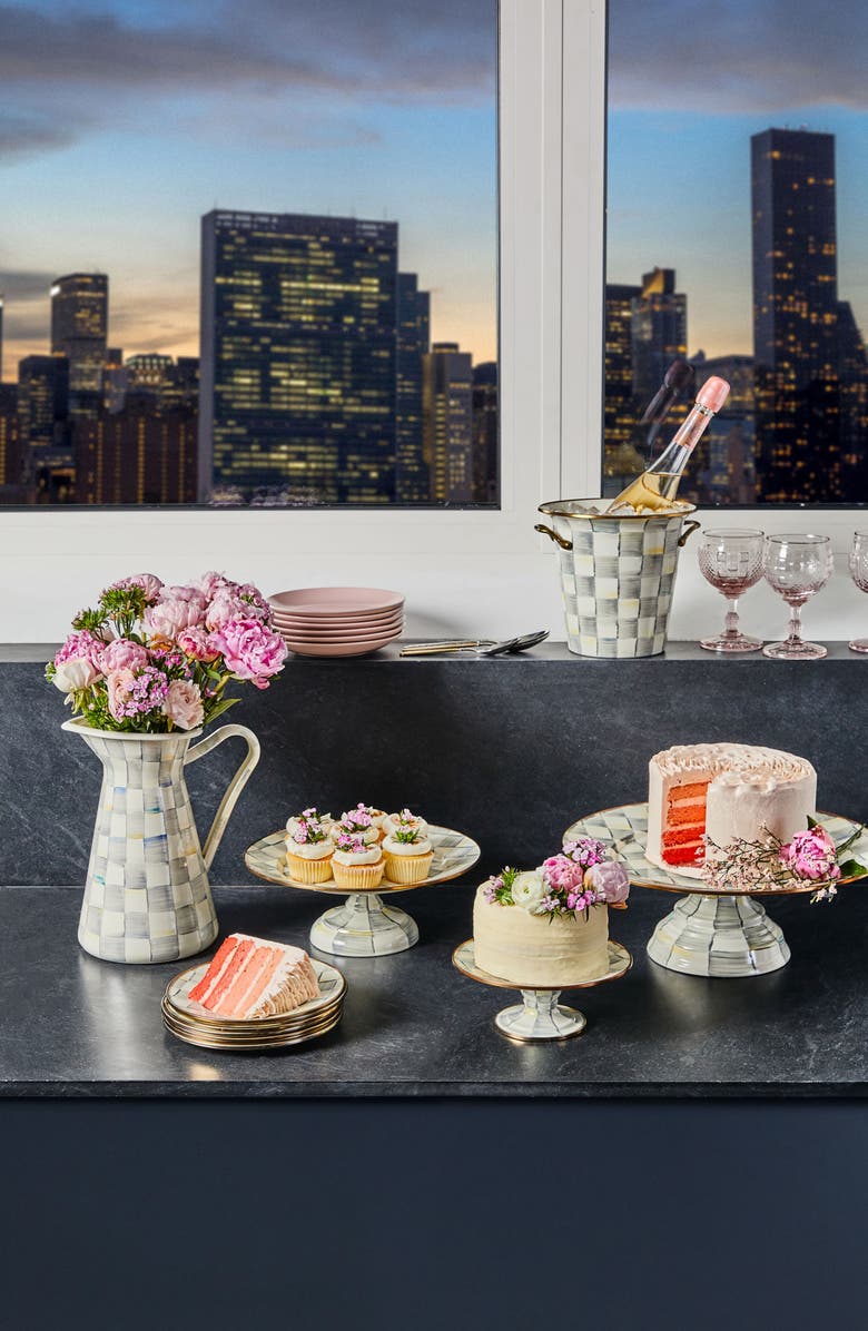 MACKENZIE CHILDS Sterling Check Enameled Steel Wine Cooler, Alternate, color, Grey/ White