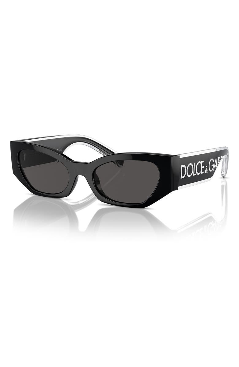 Dolce&Gabbana Kids' 48mm Small Cat Eye Sunglasses, Alternate, color, Black / Dark Grey