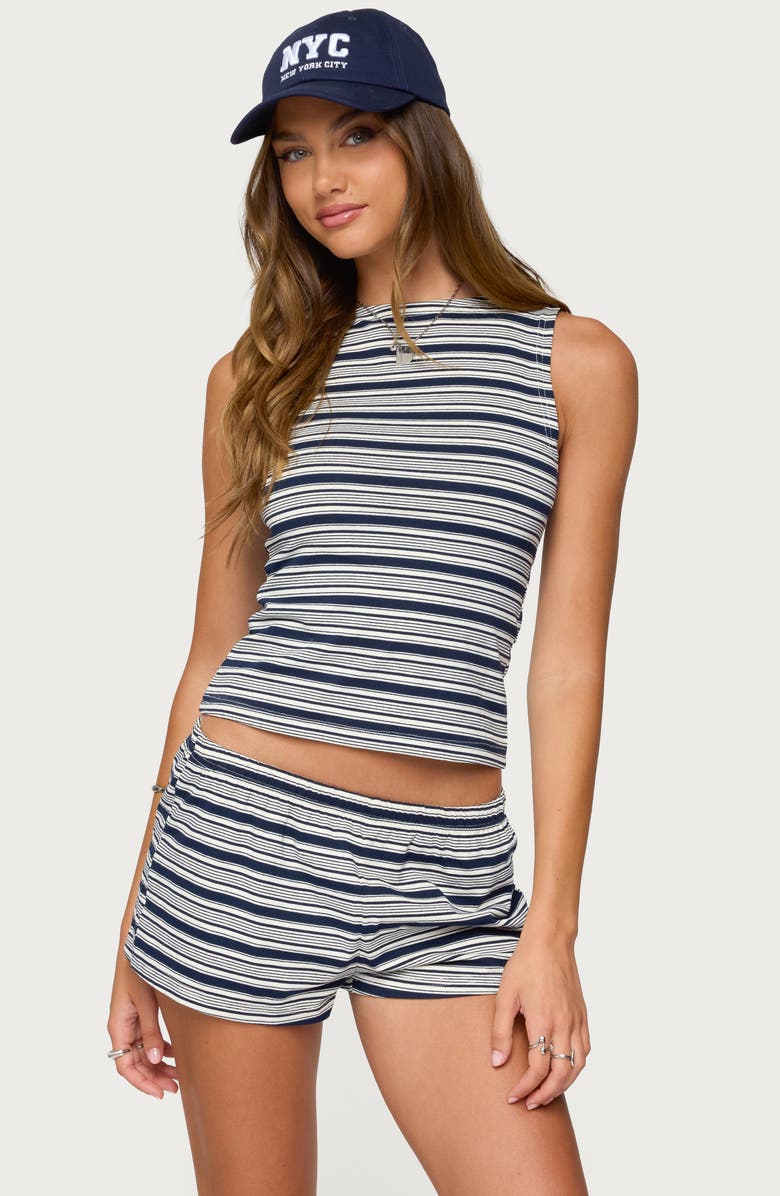 EDIKTED Glennon Stripe Tank, Alternate, color, Navy