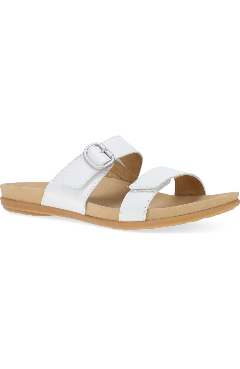 Dansko Justine Slide Sandal, Main, color, White Full Grain