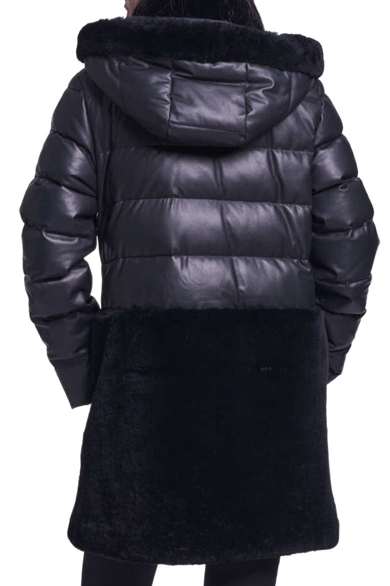 Genuine Shearling Trim 700-Fill-Power Down Jacket, Alternate, color, BLACK