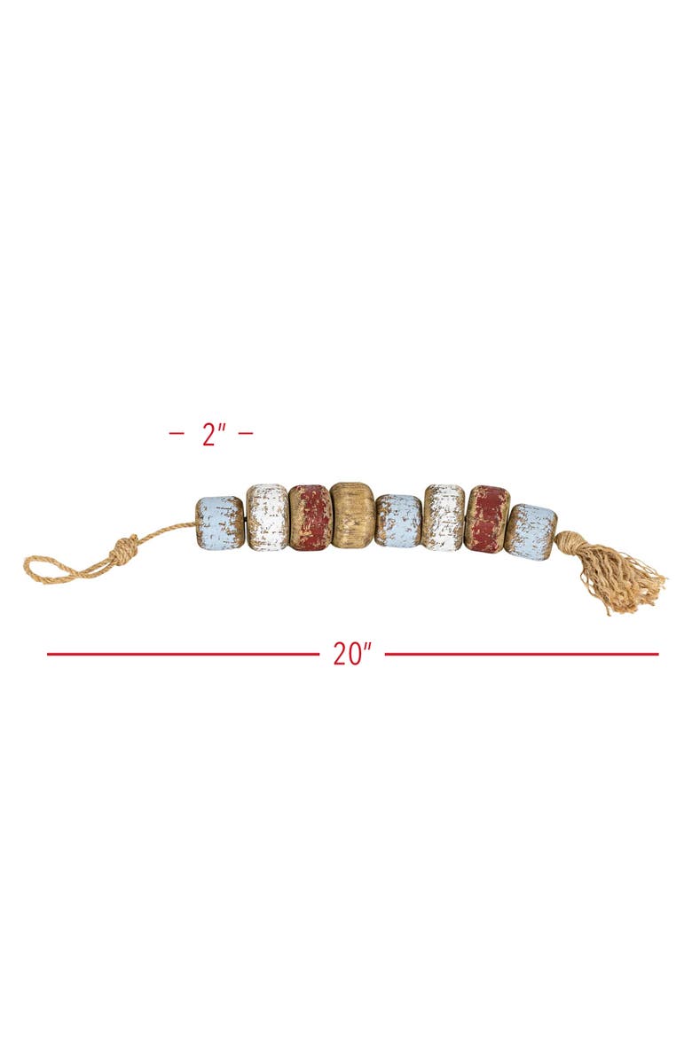 Irving Red White & Blue Beaded Wood & Jute Distressed Tassel 20", Alternate, color, Brown