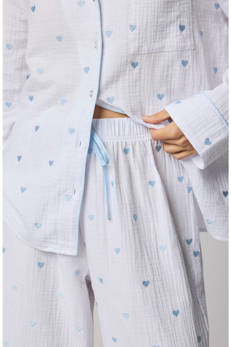 Lottie Love Cotton Gauze Pajamas, Alternate, color, WHITE/ SEA BREEZE