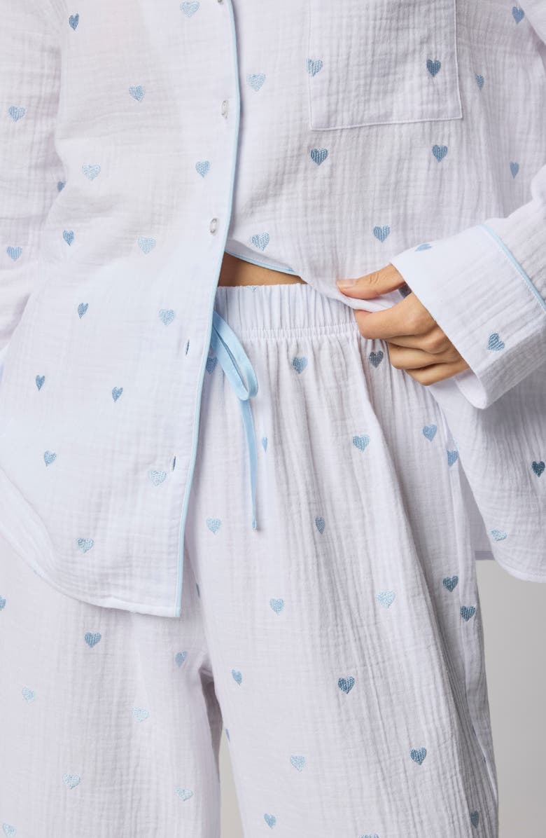 Splendid Lottie Love Cotton Gauze Pajamas, Alternate, color, White/ Sea Breeze