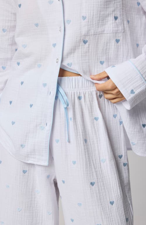 Splendid Lottie Love Cotton Gauze Pajamas In White