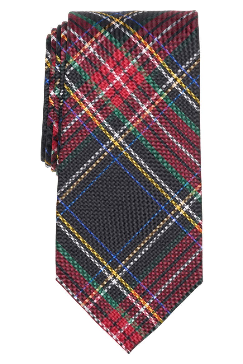 Stewart Plaid Tie, Main, color, CHARCOAL
