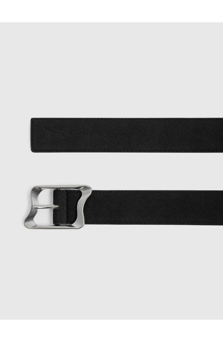 Manière De Voir Eleanor Suede & Leather Statement Buckle Belt, Alternate, color, Black