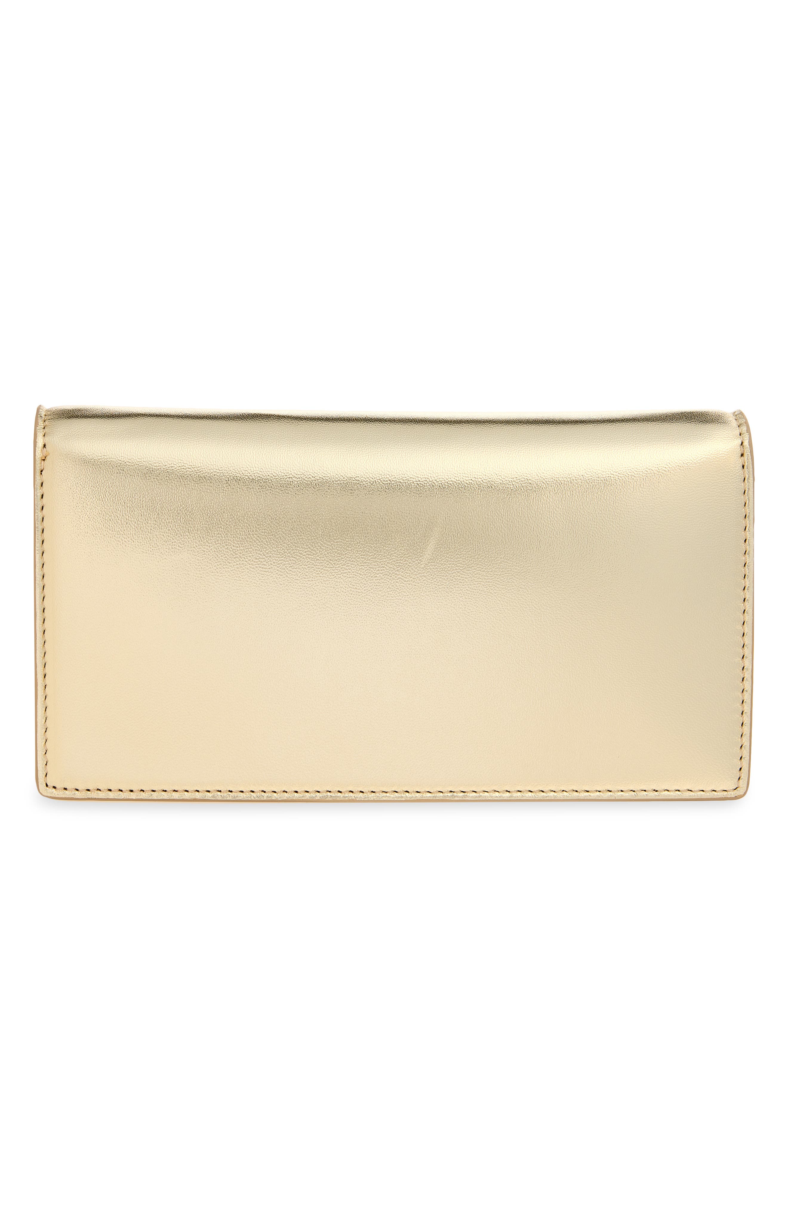 Christian Louboutin Bettina Metallic Leather Clutch, Alternate, color, Pl12 Platine/ Gold
