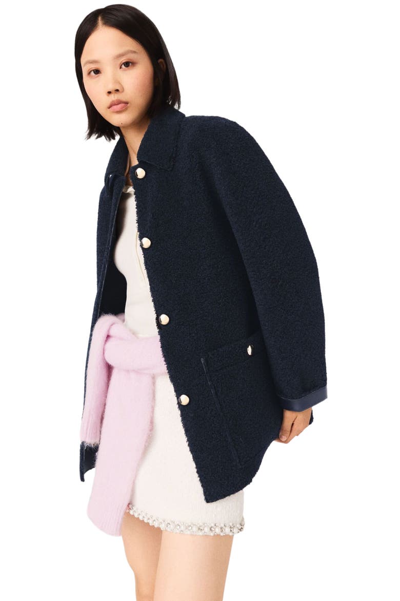 Reversible Faux Shearling Jacket, Alternate, color, Navy
