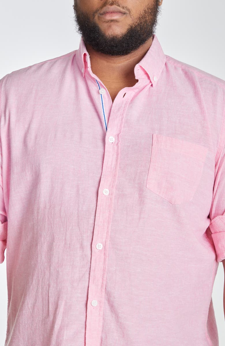 Johnny Bigg Serge Mélange Linen Blend Button-Down Shirt, Alternate, color, 