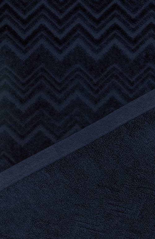 Missoni Home Chalk 2-piece Bath Towel Set In Cotton Terry With Zigzag Pattern In Blue