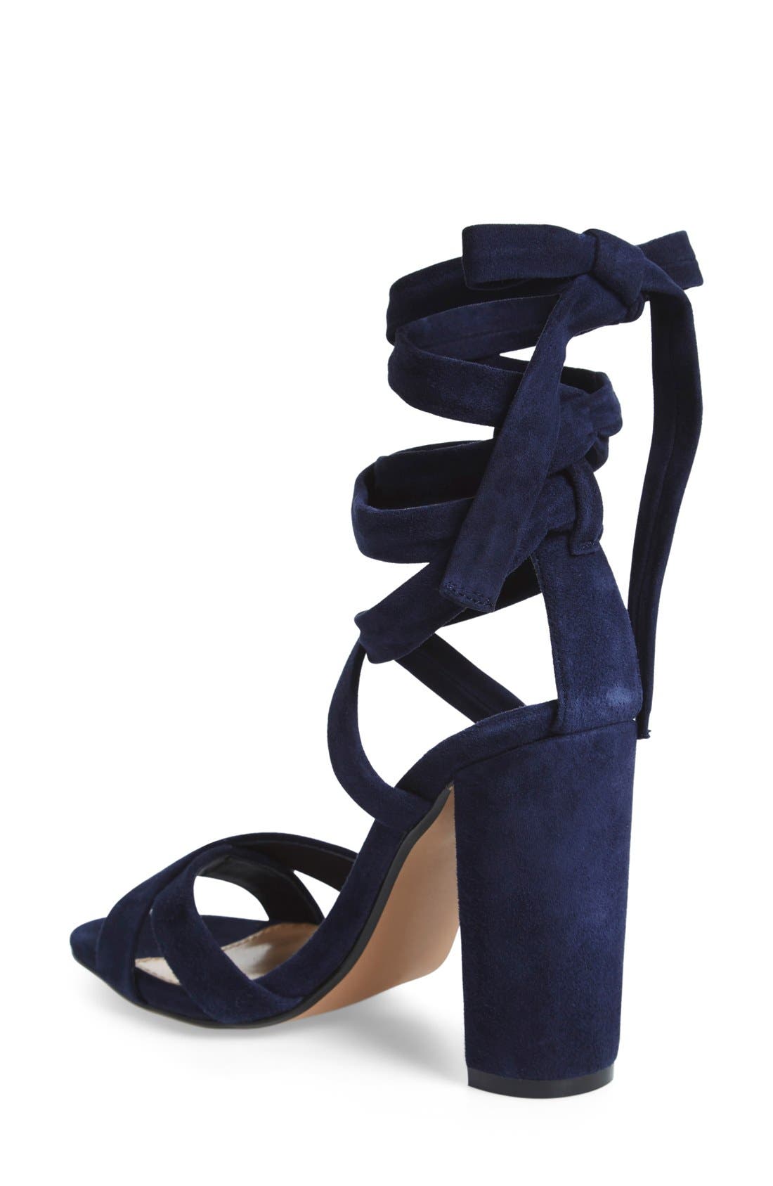 'Christey' Wraparound Ankle Tie Sandal, Alternate, color, NAVY SUEDE