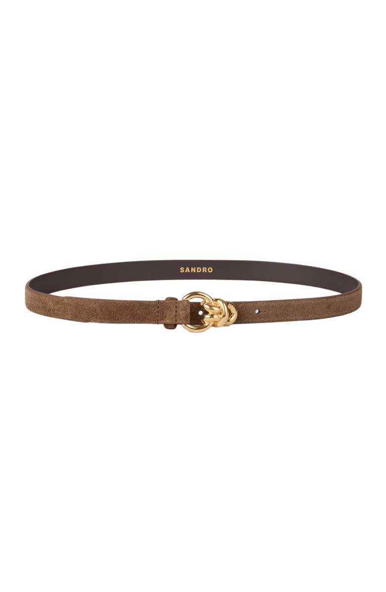 SANDRO Suede leather belt, Main, color, Brown
