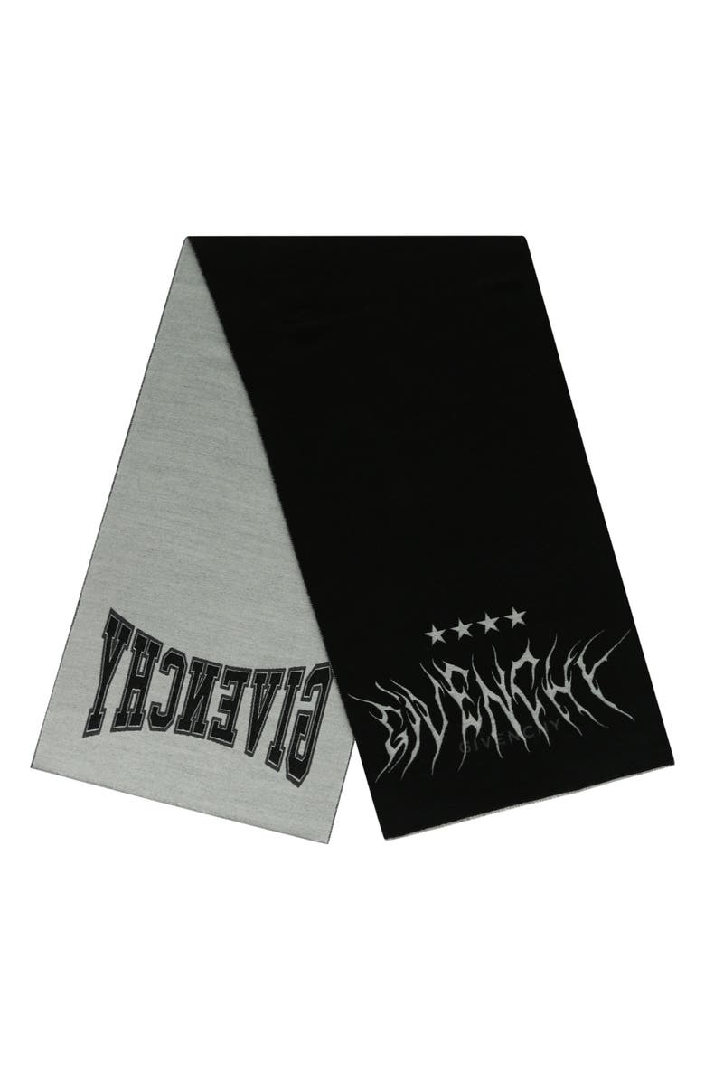 Givenchy Star Logo Wool Blend Scarf, Alternate, color, Black Grey