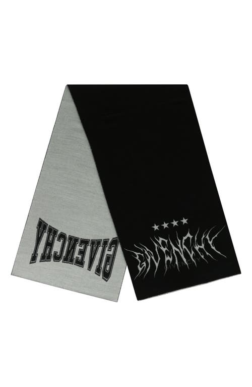 Givenchy Star Logo Wool Blend Scarf In Black Grey