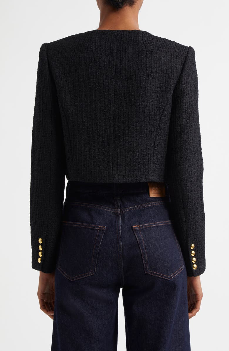 Cinq à Sept Auden Crop Tweed Jacket, Alternate, color, Black
