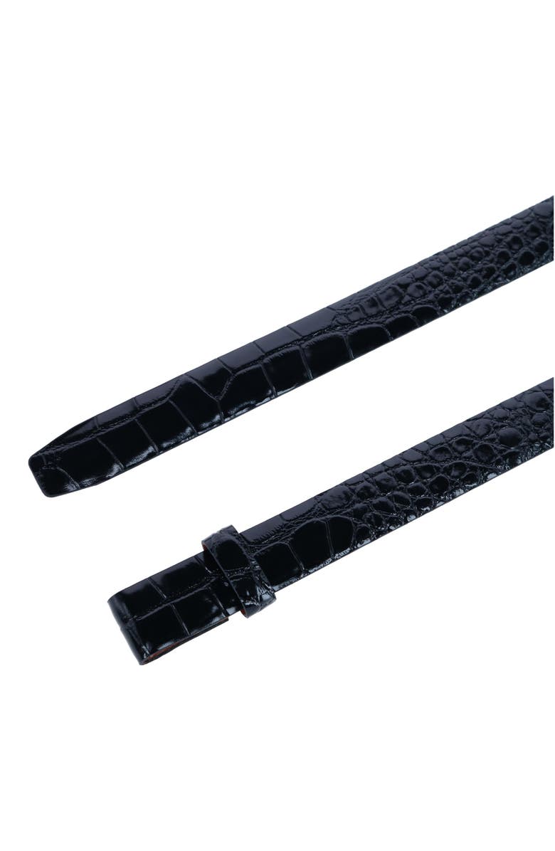 Trafalgar 25mm Gator Embossed Leather Belt Strap, Alternate, color, Black