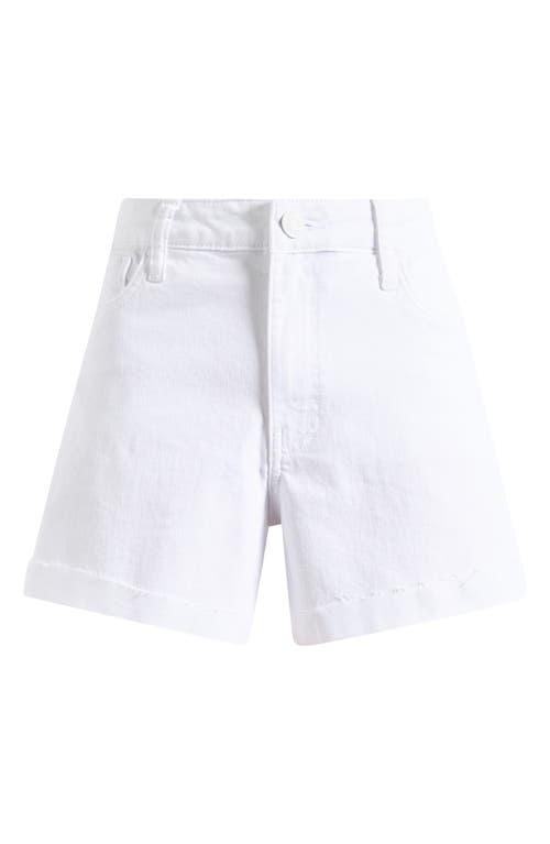 Kut From The Kloth Jane Cuff Raw Hem High Waist Denim Shorts In Optic White