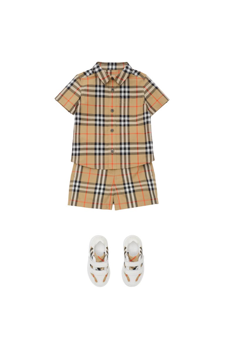 Burberry Check Cotton Shorts, Alternate, color, Sand Beige