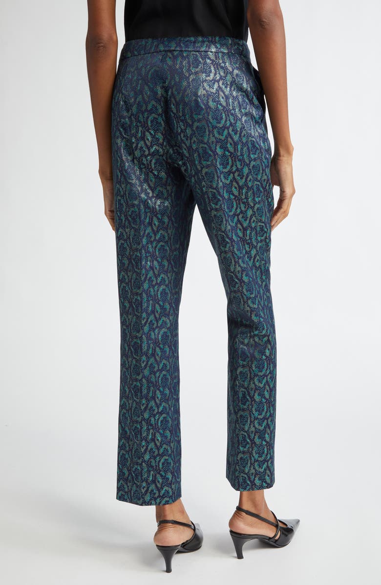 L'AGENCE Rebel Metallic Print Pants, Alternate, color, Teal Multi
