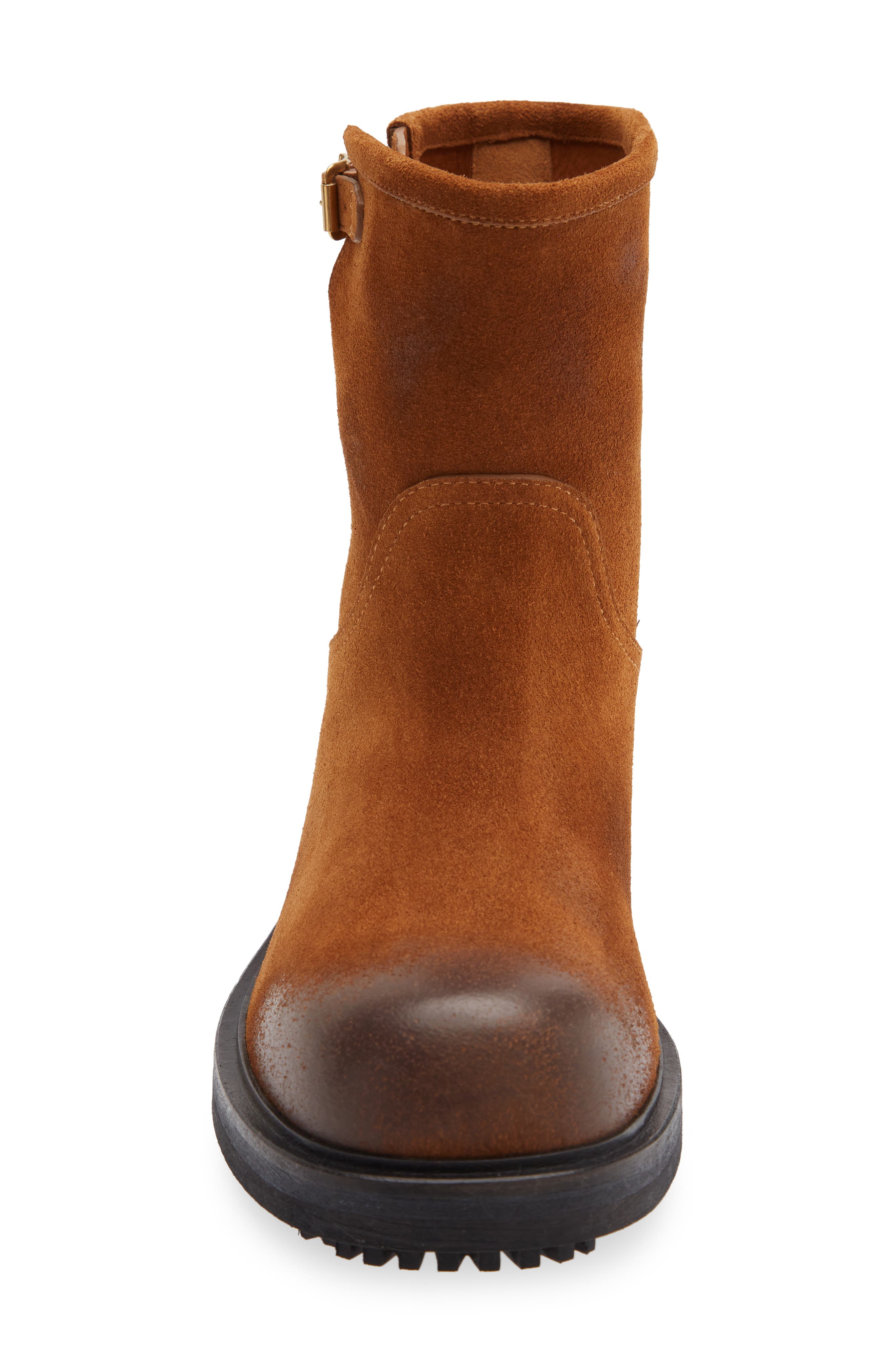 Burnished Suede Boot, Alternate, color, CHESTNUT/ GOLD