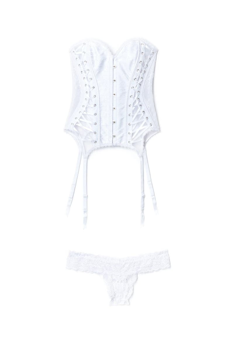 Aurora Boned Corset & Thong Set, Alternate, color, White