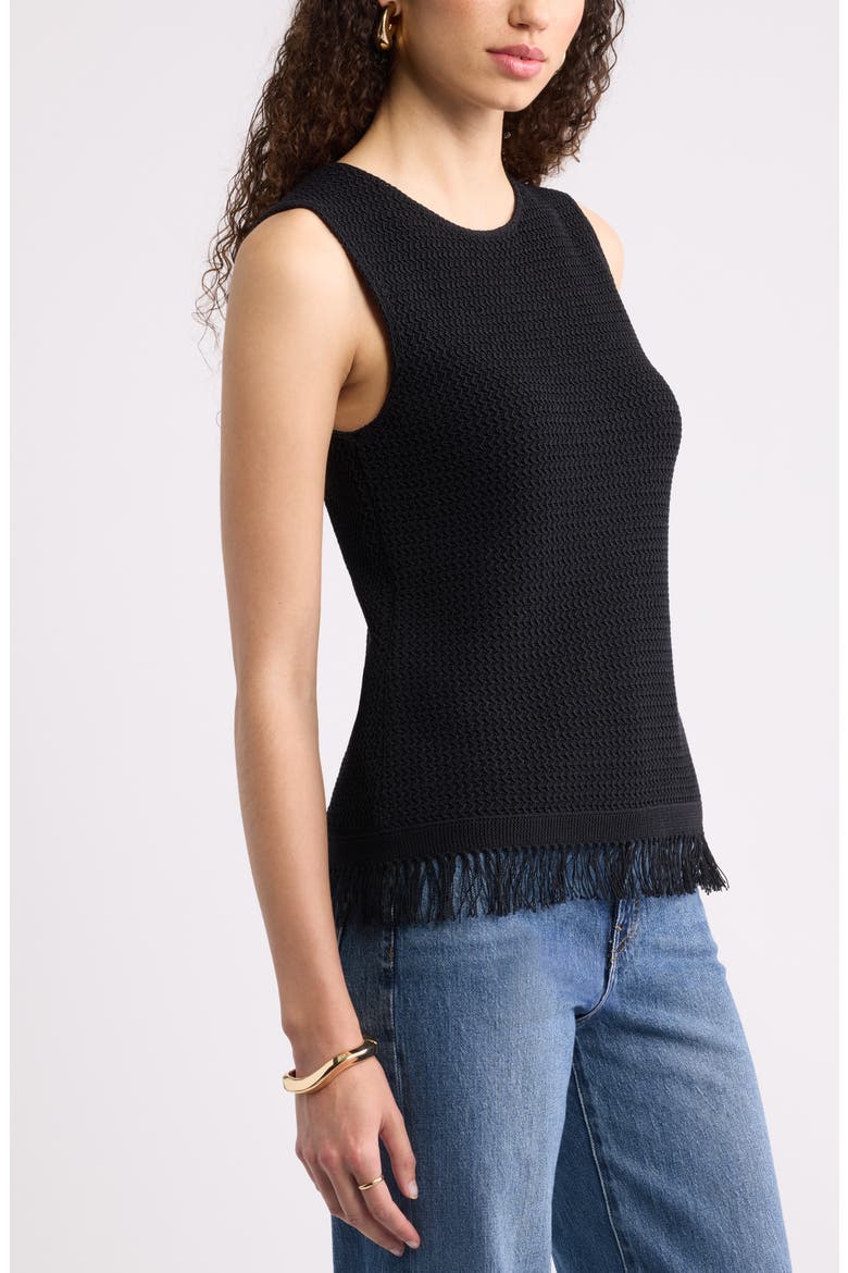 Fringe Hem Tank Sweater, Alternate, color, BLACK