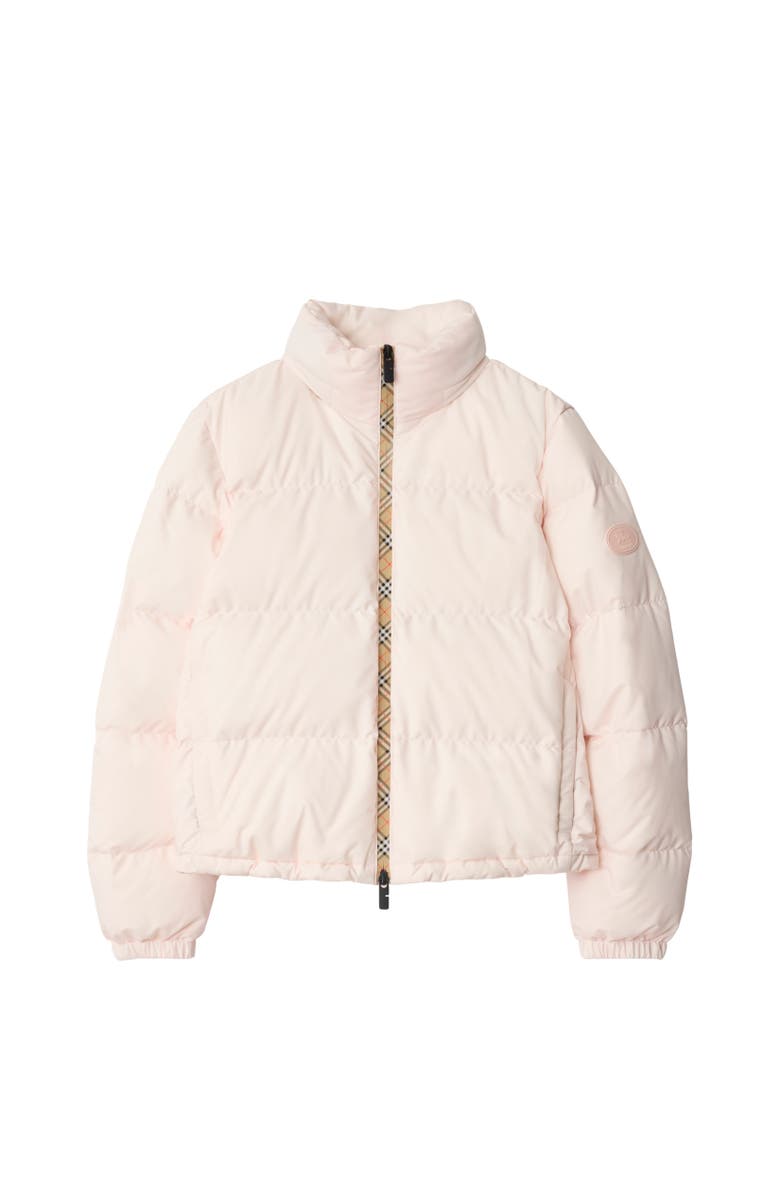 Burberry Check Trim Ambleside Puffer Jacket, Alternate, color, Flora Pink