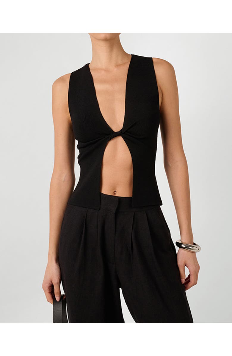 WeWoreWhat Twist Front Flyaway Tank, Main, color, Black