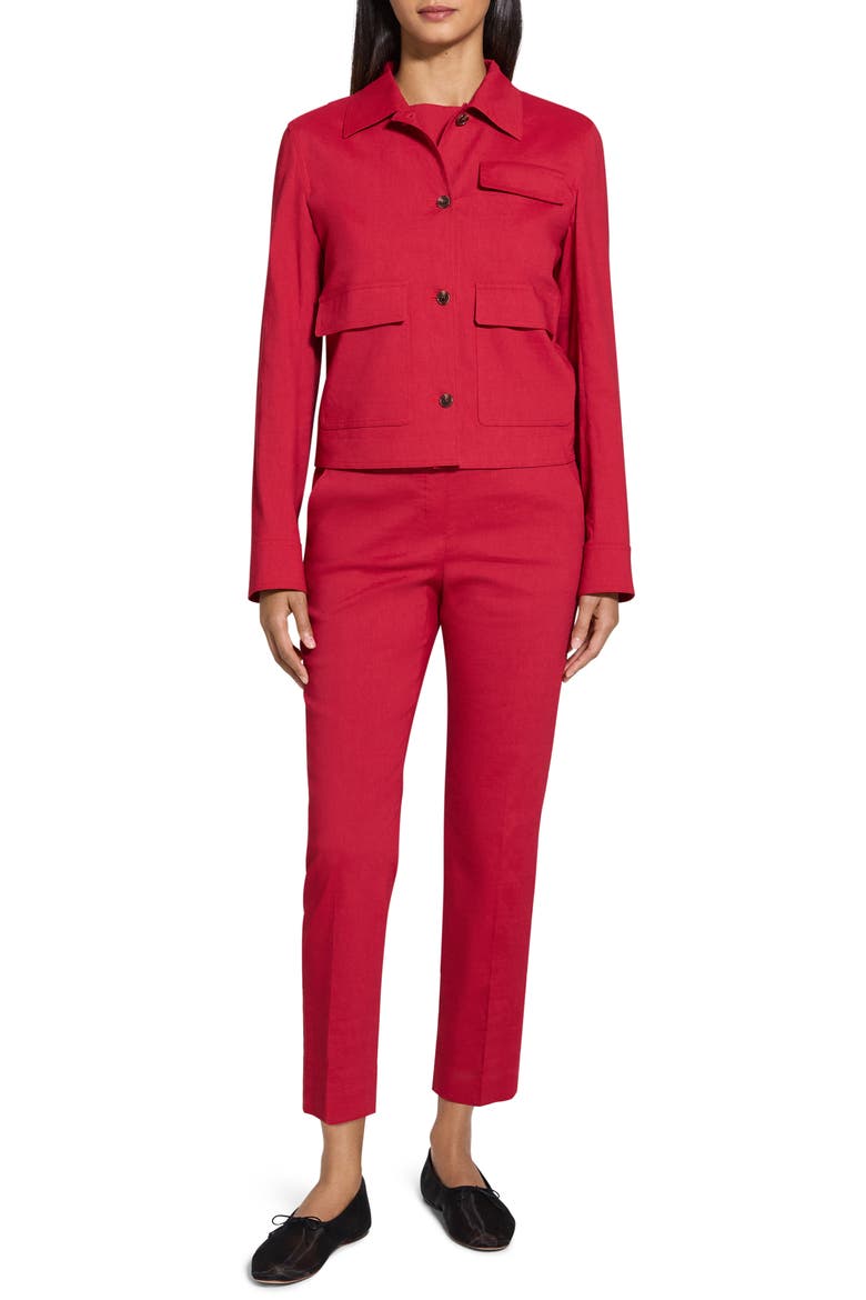 Casual Linen Blend Jacket, Alternate, color, CHERRY